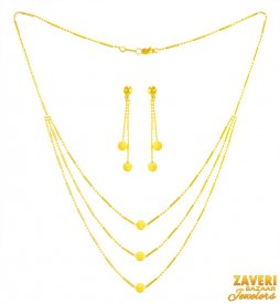 22k Gold Layered Necklace Set ( 22K Light Necklace Sets )