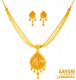 22 k Gold Pendant Necklace Set ( 22K Gold Necklace Sets )