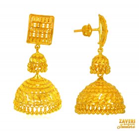 22 Kt Gold Layered Jhumki ( 22K Gold Earrings )