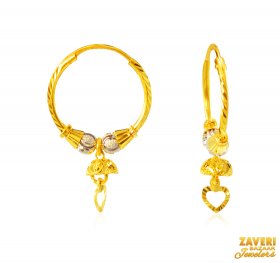 22Kt Gold Two Tone Hoop Earrings