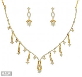 18k Nakshatra Diamond Necklace Set ( Diamond Necklace Sets )