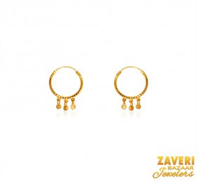 22Karat Gold Beads Hoops  ( 22K Gold Hoops )