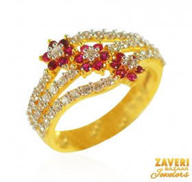 22kt Gold Ring with Colored CZ ( Stone Rings )
