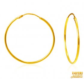 22Kt Gold Plain Hoop Earrings