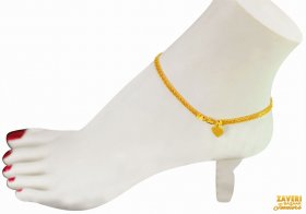 22Kt Gold Chain Anklet (1 pc) ( Gold Anklets (Payals) )