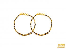 22K Gold Black Beads Baby Bracelet