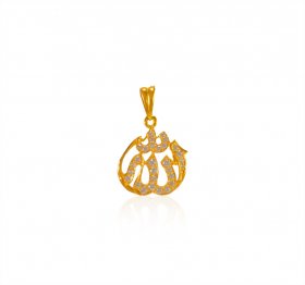 22 kt Gold Allah Pendant with CZ