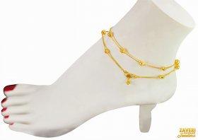 22Kt Gold Beads Anklets (2 PC) ( Gold Anklets (Payals) )