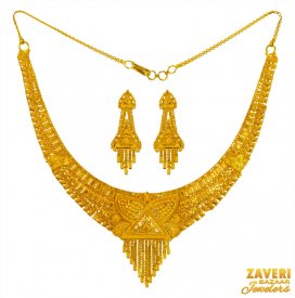 22 Karat Gold Necklace Earring Set ( 22K Gold Necklace Sets )