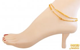 22Kt Gold Two Tone  Anklets (2 PC)