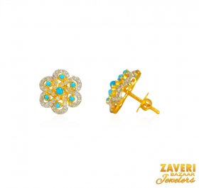 22 Kt Gold Turquoise Earrings 