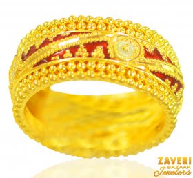 22Kt Gold Meenakari Ring ( 22K Gold Rings )