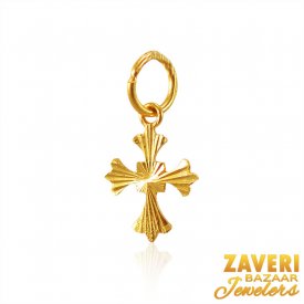 22K Gold Religious Cross Pendant ( Gold Jesus Pendant )