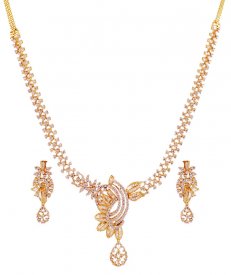 Diamond 18K Gold Necklace Set ( Diamond Necklace Sets )
