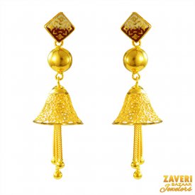 22K Gold Meenakari Earring ( Gold Long Earrings )