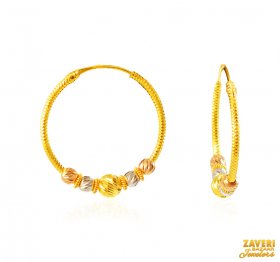 22Kt Gold Multi Tone Hoop Earrings