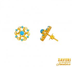 22Kt Gold Turquoise Earrings 
