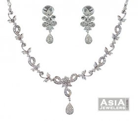 18K White Gold Diamond Necklace Set ( Diamond Necklace Sets )
