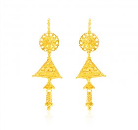 22K Gold Long Jhumka Earrings ( Gold Long Earrings )
