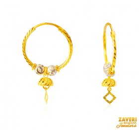 22Kt Gold Two Tone Hoop Earrings