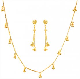 22k Gold Necklace and Earrings Set ( 22K Light Necklace Sets )