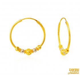 22Kt Gold Two Tone Hoop Earrings
