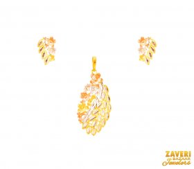 22Kt Gold Multi Tone Pendant Set