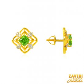 22Kt Gold CZ Colored stone Earrings