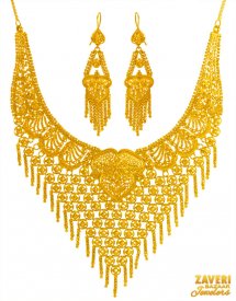 22K Yellow Gold Necklace Set ( 22K Gold Necklace Sets )