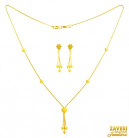 22KT Gold balls necklace and earring set  ( 22K Light Necklace Sets )