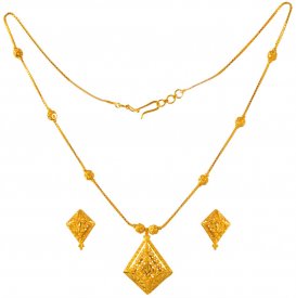 22kt Gold Necklace and Earrings Set ( 22K Light Necklace Sets )