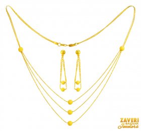 22K Gold Layered Necklace Set ( 22K Light Necklace Sets )