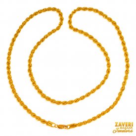 22 kt Gold hollow Mens Chain 20 In ( Mens Gold Chain )