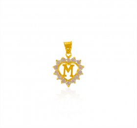 22 kt Gold Signity (M) Pendant ( Gold Initial Pendants )