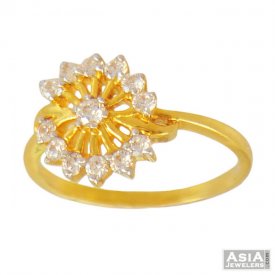 22K Gold Fancy Floral Ring ( Stone Rings )