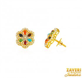 22kt Gold Multicolored Earrings ( Gemstone Earrings )