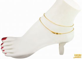 22Kt Gold Two Tone  Anklet (2 PC) ( Gold Anklets (Payals) )