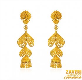 22K Designer Jhumka Earrings ( 22K Gold Earrings )