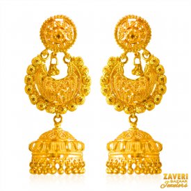 Chand bali Gold Jhumka ( Gold Long Earrings )