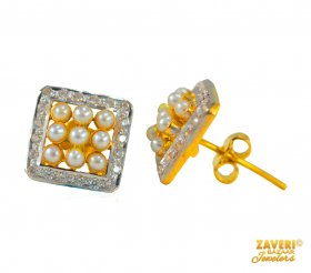 22 Kt Gold Fancy Pearls Studs ( Gemstone Earrings )