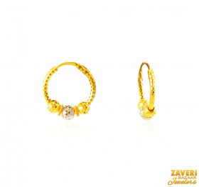22Kt Gold Two Tone Hoop Earrings
