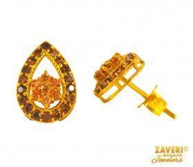 Earrings with CZ stone (22 Kt Gold) ( Gemstone Earrings )