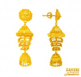 22 kt Gold Jhumki Earrings ( 22K Gold Earrings )