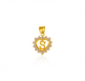 22 kt Gold Signity (S) Pendant ( Gold Initial Pendants )