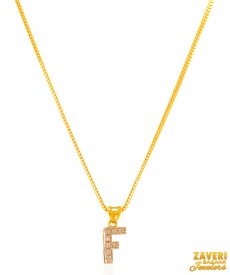 22K Gold Initial Pendant (Letter F)