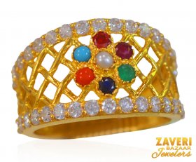 22k Gold Cubic Zircon Band ( Stone Rings )