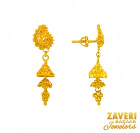 Jhumka Earrings 22K Gold  ( Gold Long Earrings )