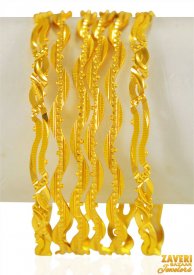 22Kt Gold Wavy Bangles (6PC) ( 22K Gold Bangles )