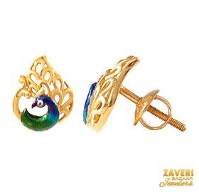 22Kt Gold Meenakari Fancy Earrings