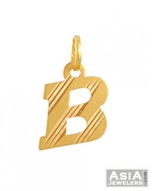 22K Gold B Pendant ( Gold Initial Pendants )
